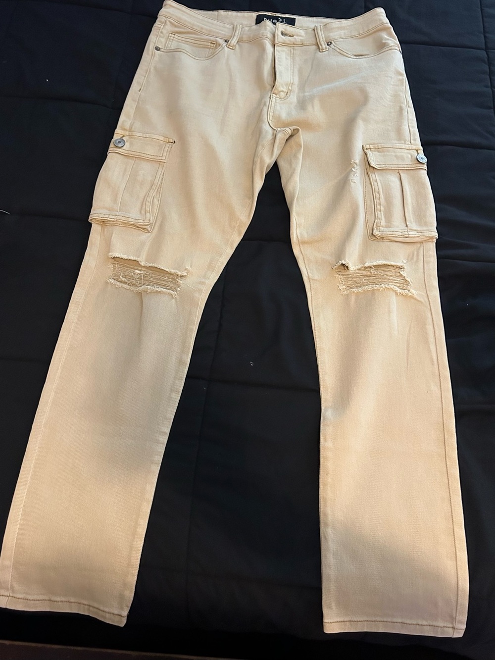 Rue21 Men's Tan Cargo Pants with Distressed Knees